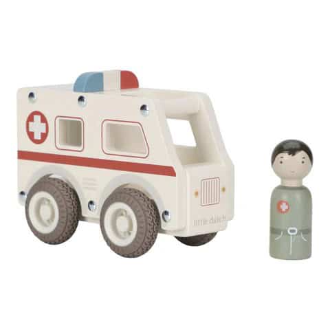 Ambulanza in legno con personaggio