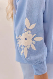 Cardigan azzurro ricamato