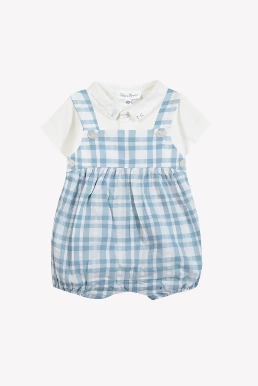 Completo corto a righe azzurro