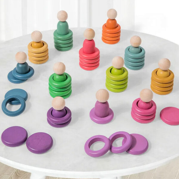 Children Wooden Rainbow Peg Dolls Montessori