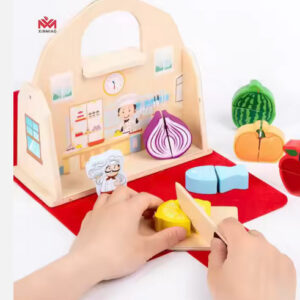 Custom 2-in-1 Wooden Cutting Toy Early Education Pretend Play