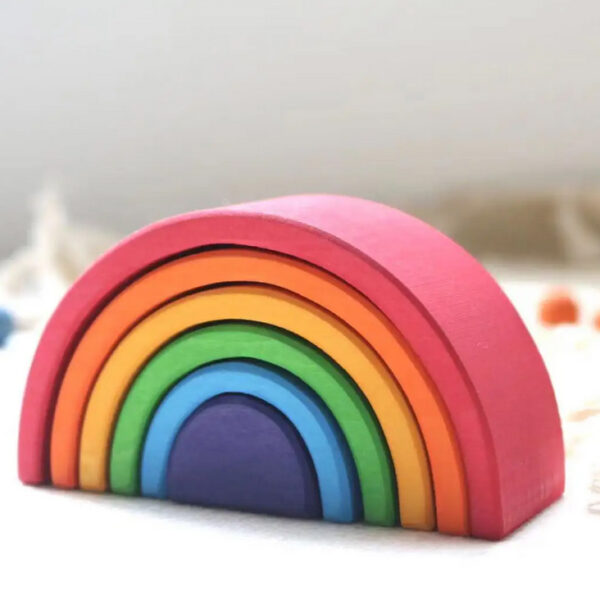 Educational Kids Montessori wooden rainbow stacker toys