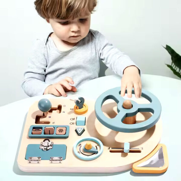 Busy Board Wooden Steering Wheel Simulation Toy