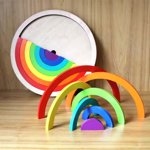 Educational Wooden Shape Cognitive Rainbow Puzzle