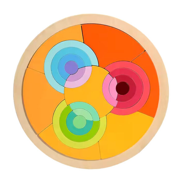 Educational Wooden Shape Cognitive Rainbow Puzzle