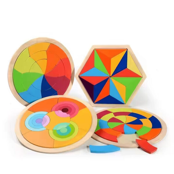 Educational Wooden Shape Cognitive Rainbow Puzzle