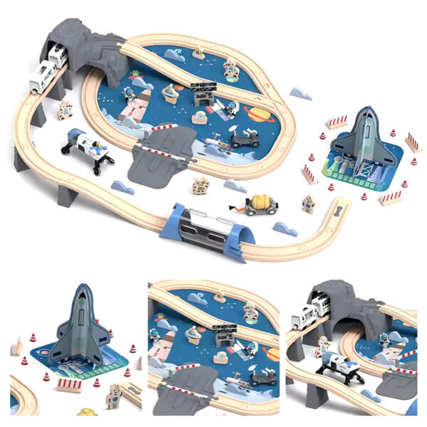 Electric Wooden Railway Train Track Set