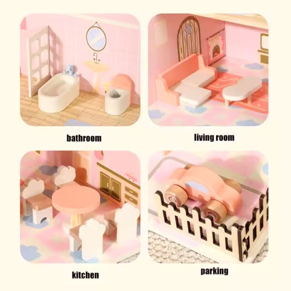 Wooden Fashion Doll House With Accessories